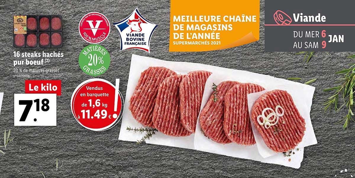 16 Steaks Hachés Pur Bœuf L'étalon Boucher
