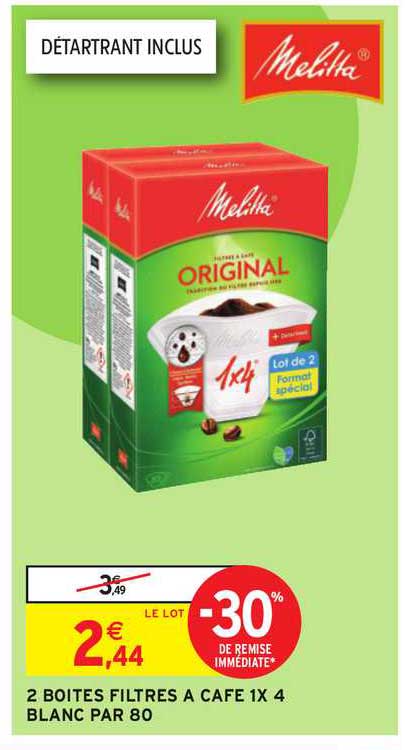 2 Boites Filtres à Café 1x 4 Blanc Par 80 -30% De Remise Immédiate