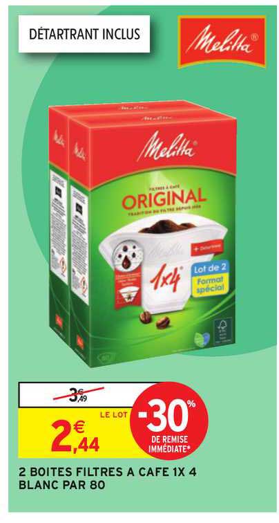 2 Boites Filtres à Café 1x 4 Blanc Par 80 -30% De Remise Immédiate