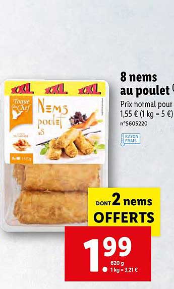 8 Nems Au Poulet Toque Du Chef