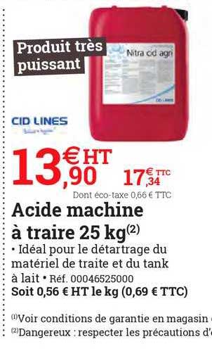 acide machine à traire 25 kg