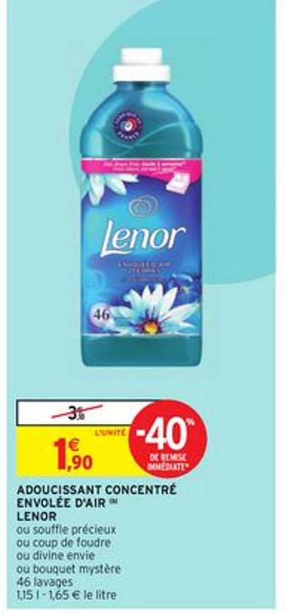 adoucissant concentré envolée d'air lenor -40% de remise immédiate