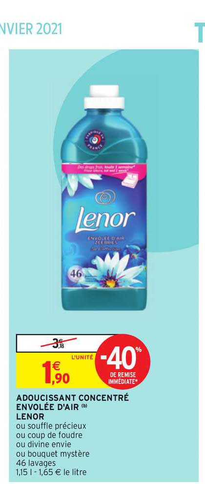 adoucissant concentré envolée d'air lenor -40% de remise immédiate