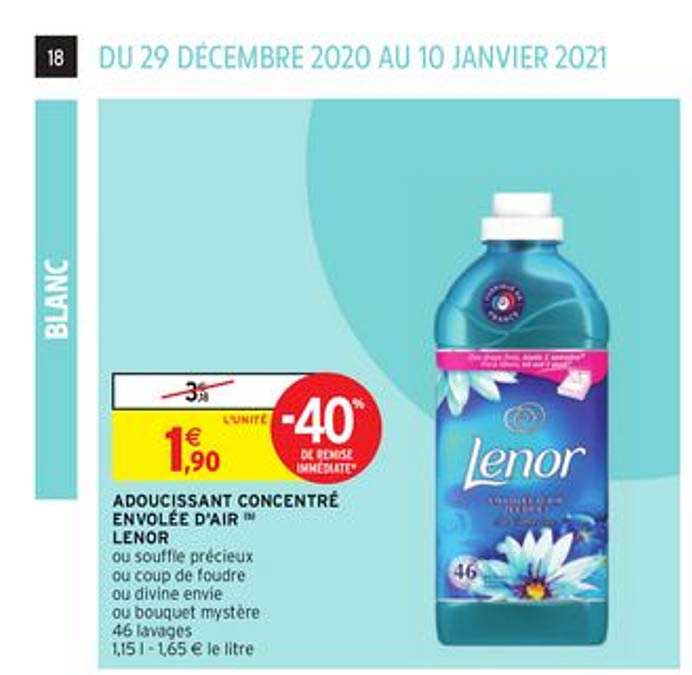 adoucissant concentré envolée d'air lenor -40% de remise immédiate