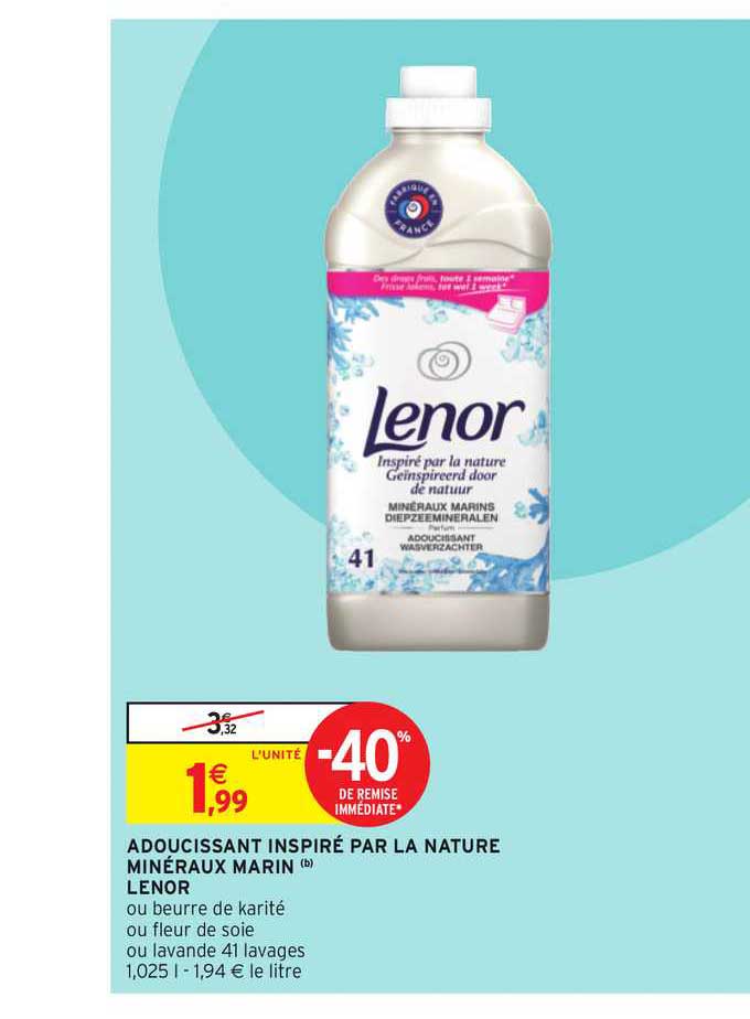adoucissant inspiré par la nature minéraux marin lenor -40% de remise immédiate