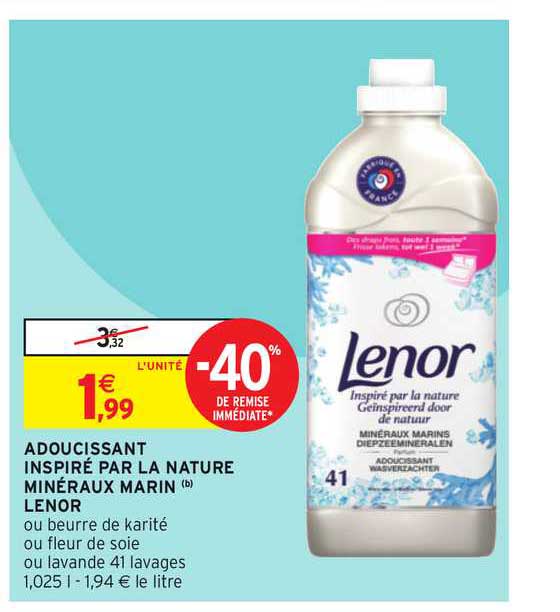 adoucissant inspiré par la nature minéraux marin lenor -40% de remise immédiate