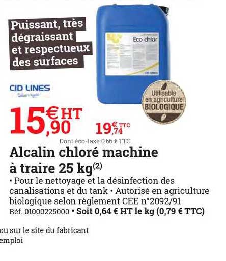 alcalin chloré machine à traite 25 kg