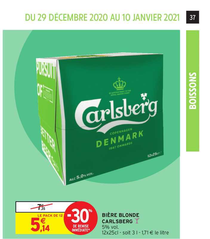 Bière Blonde Carlsberg -30% De Remise Immédiate