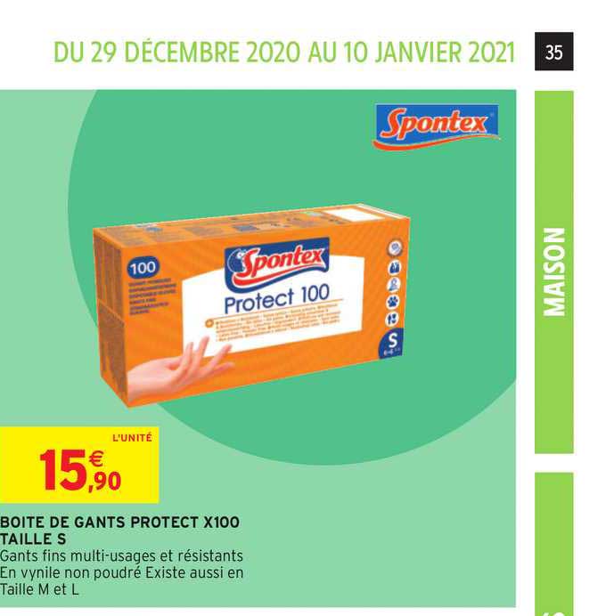 boite de gants protect x100 taille s spontex