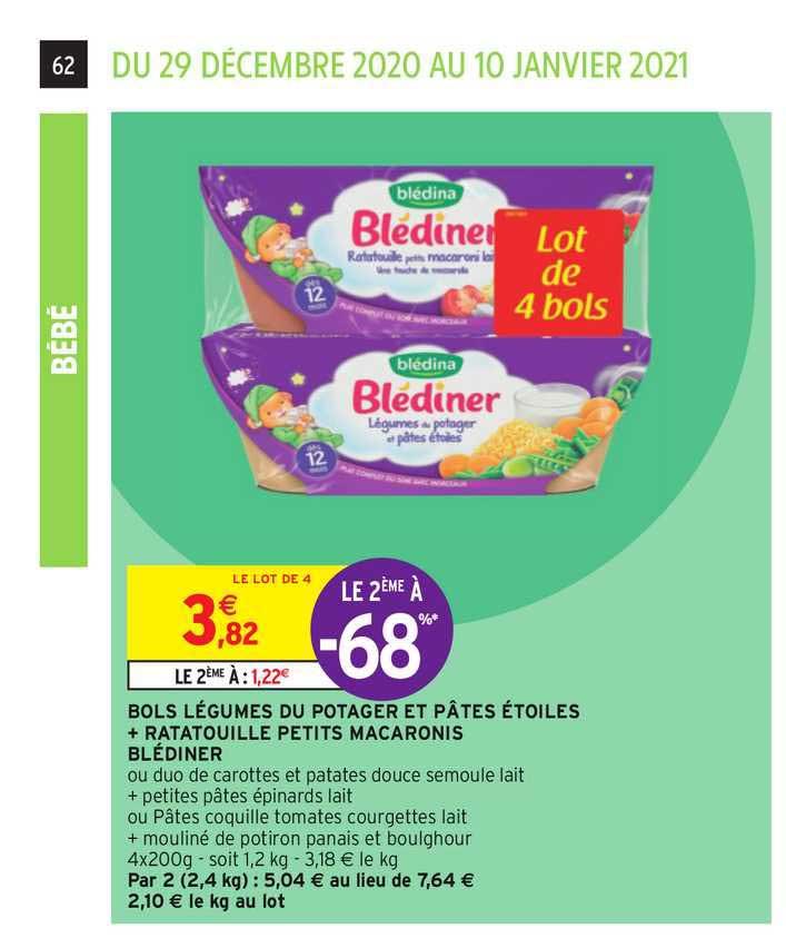 bols légumes du potager et pâtes étoiles + ratatouille petits macaronis blédiner le 2ème à -68%
