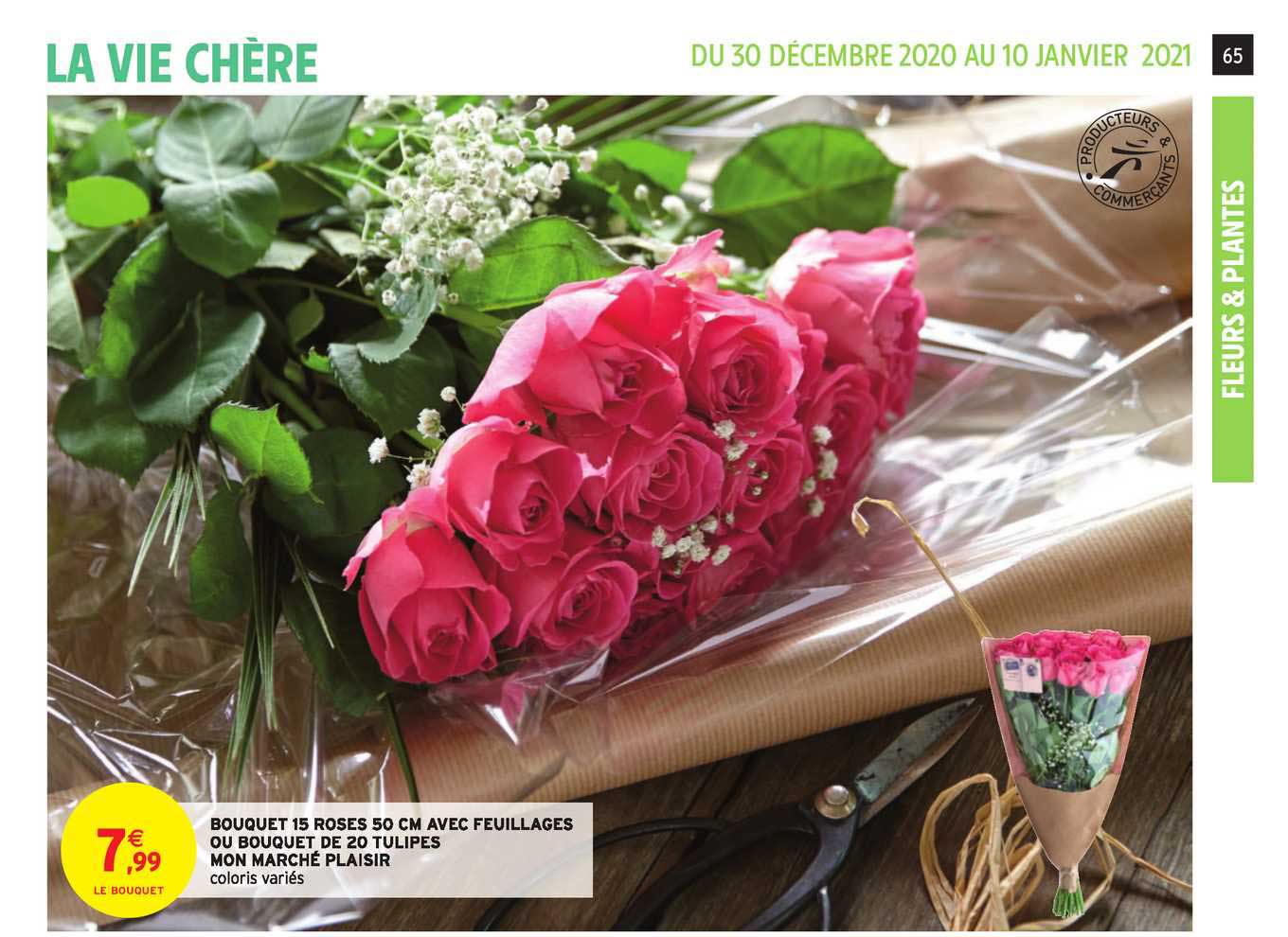 bouquet 15 roses 50 cm avec feuillages ou bouquet de 20 tulipes mon marché plaisir