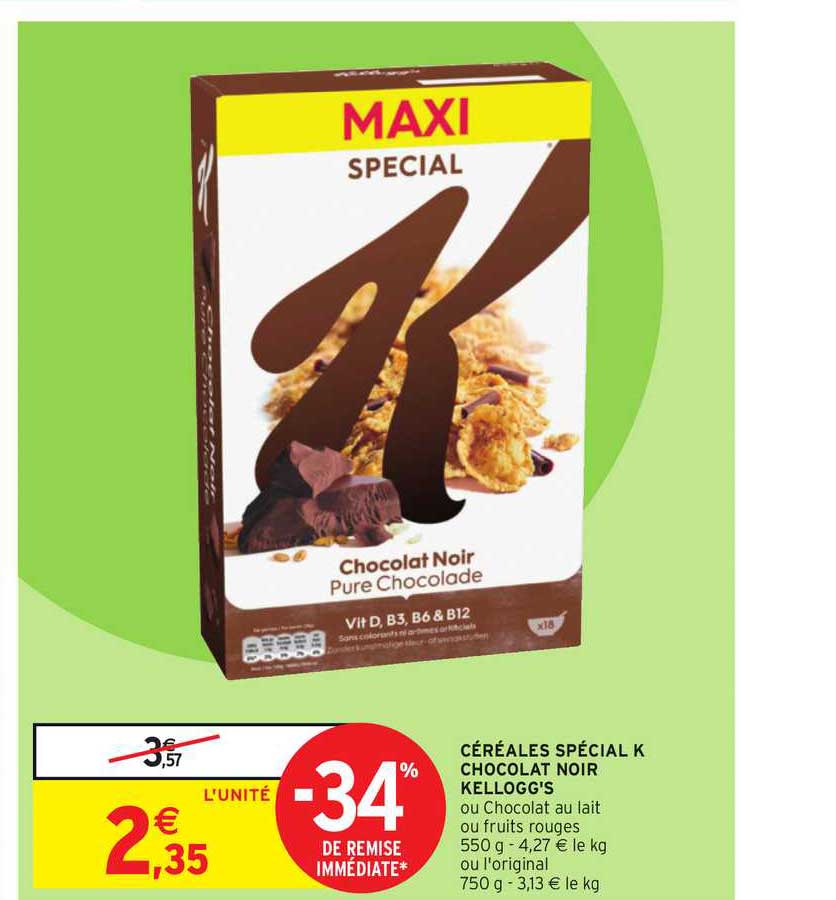 Céréales Spécial K Chocolat Noir Kellogg's -34% De Remise Immédiate