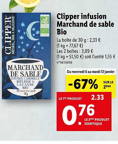 clipper infusion marchand de sable bio