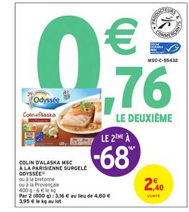 Colin D'alaska Msc à La Parisienne Surgelé Odysée Le 2ème à -68%