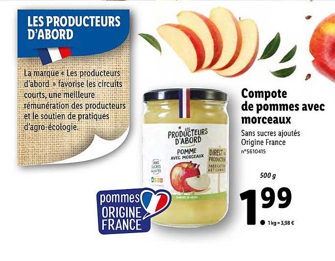 compote de pommes avec morceaux les producteurs d'abord