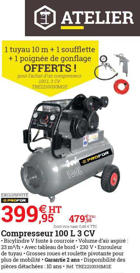 compresseur 100 l 30 cv profor