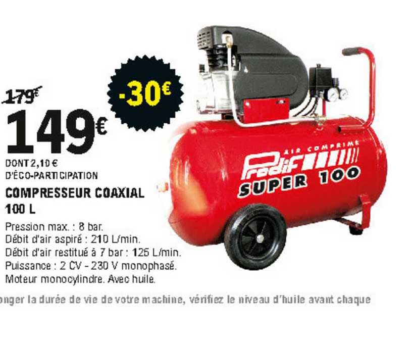 compresseur coaxial 100 l prodif super 100