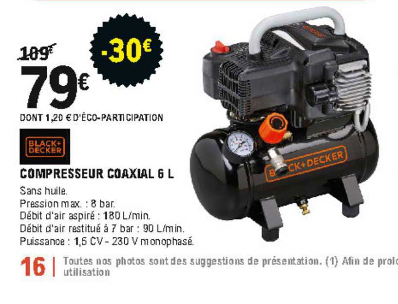 compresseur coaxial 6 l black + decker