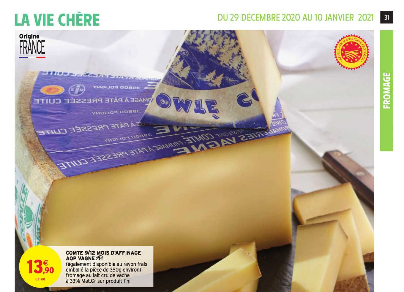 comté 9 12 mois d'affinage aop vagne