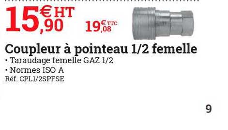 coupleur à pointeau 1 2 femelle