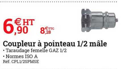coupleur à pointeau 1 2 mâle