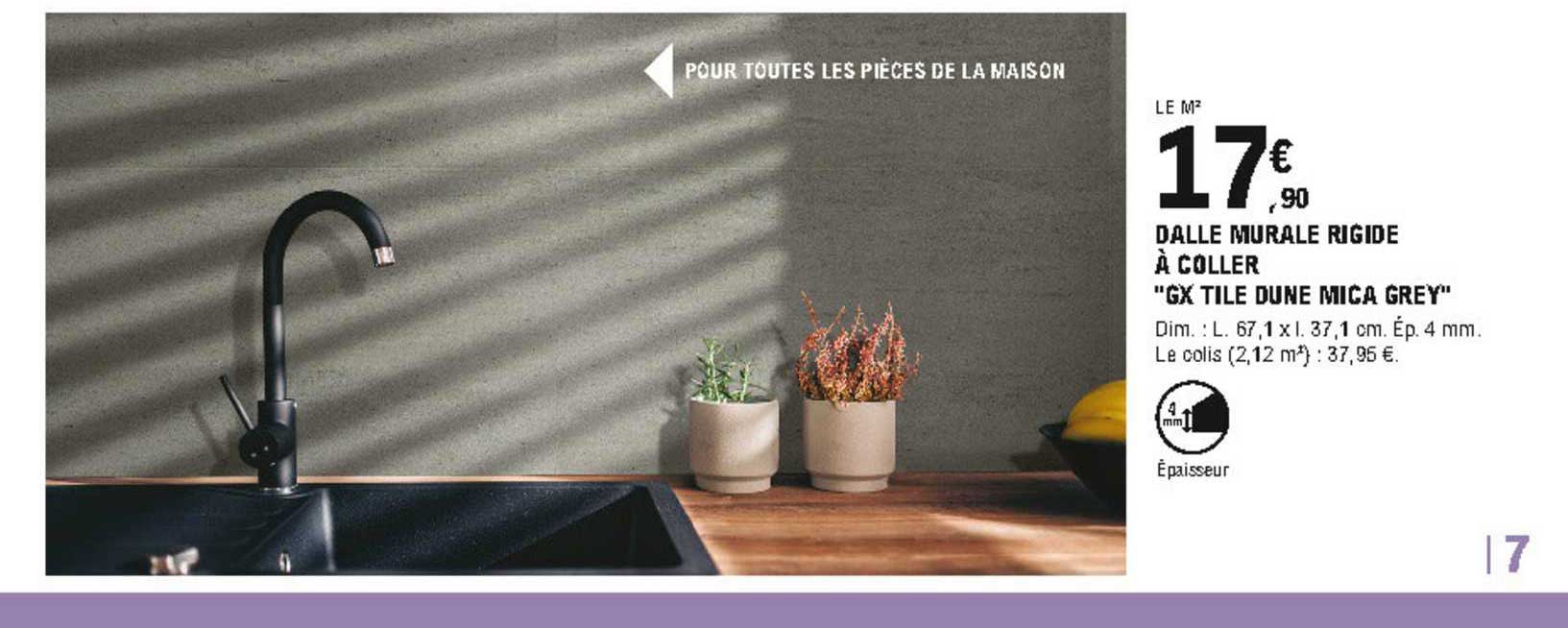 dalle murale rigide à coller "gx tile dune mica grey"