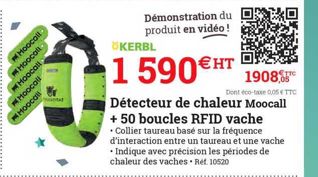 détecteur de chaleur moocall + 50 boucles rfid vache kerbl