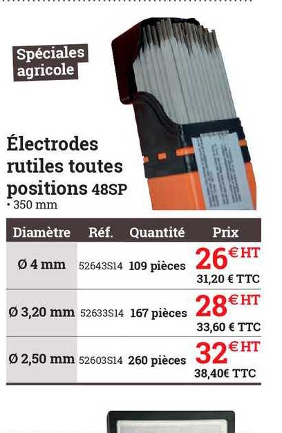 électrodes rutiles toutes positions 48sp