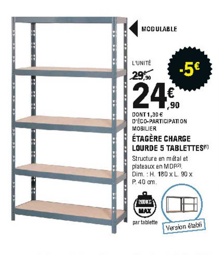 étagère charge lourde 5 tablettes