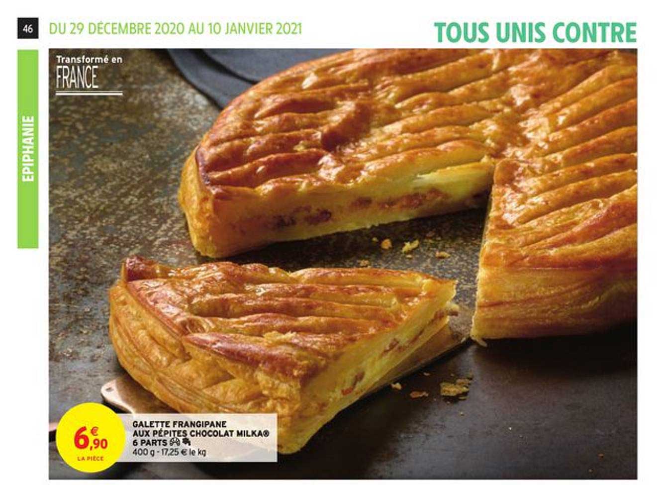 galette frangipane aux pépites chocolat milka 6 parts