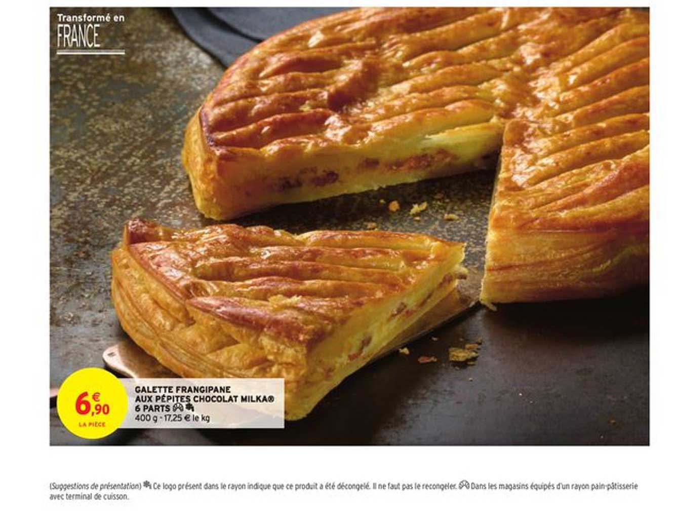 galette frangipane aux pépites chocolat milka 6 parts