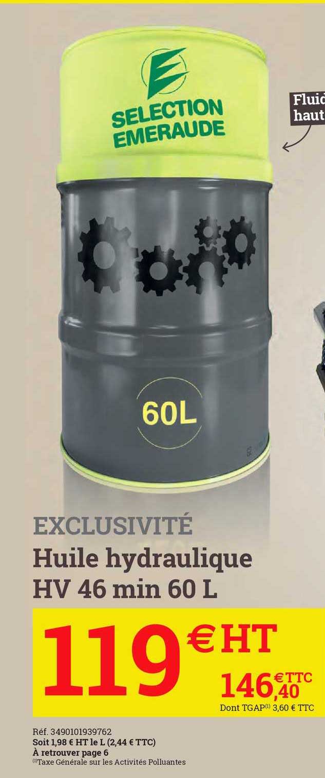 huile hydraulique hv 46 min 60 l exclusivité