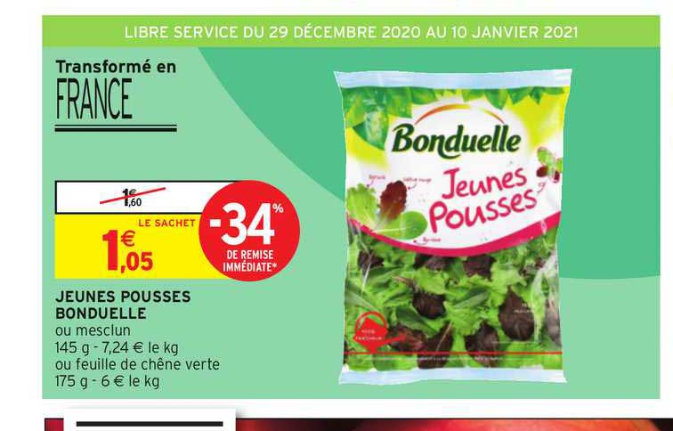 jeunes pousses bonduelle -34% de remise immédiate