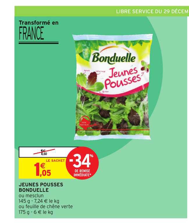 jeunes pousses bonduelle -34% de remise immédiate