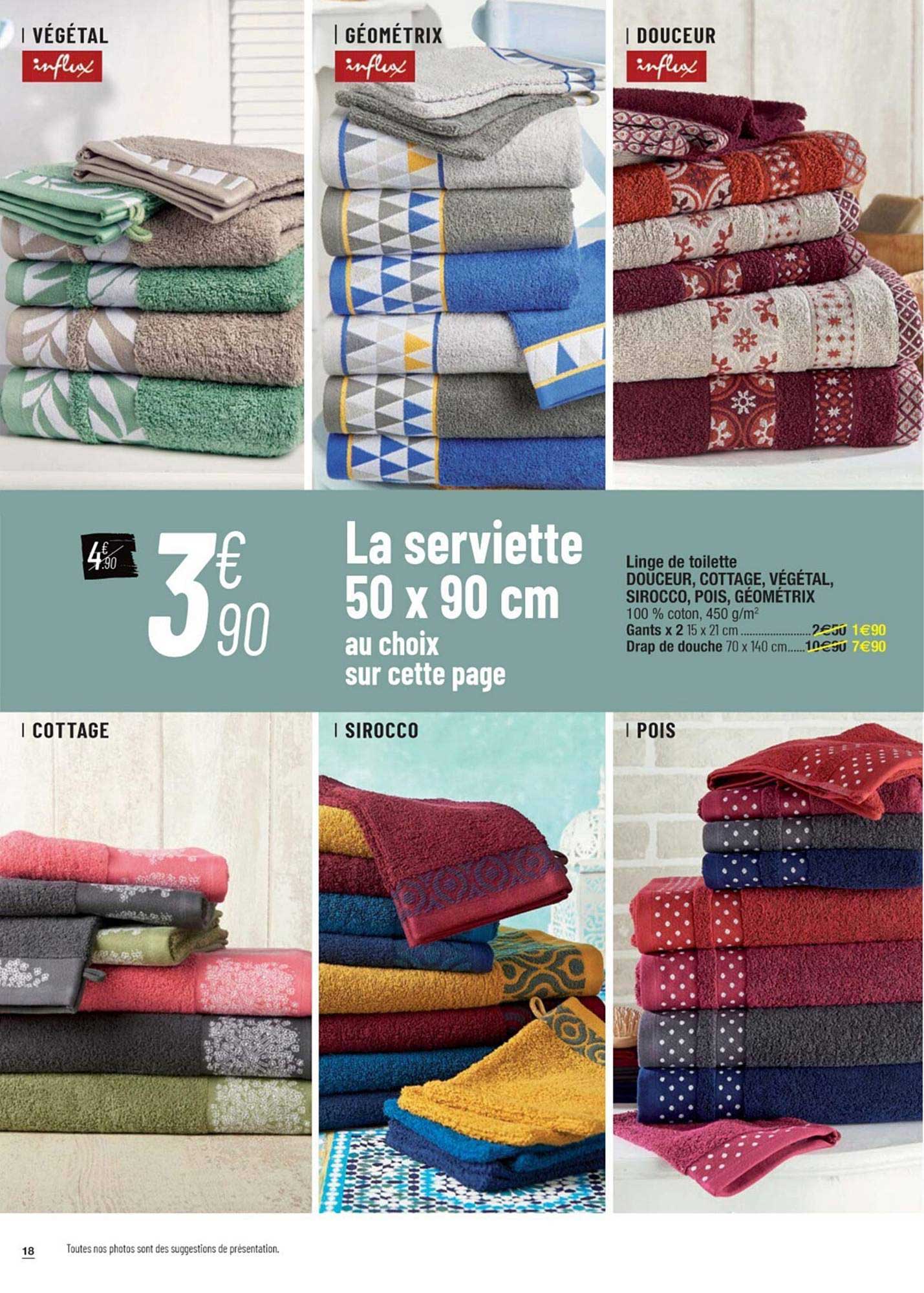 La Serviette 50 X 90 Cm Végétal, Géométrix, Douceur Influx