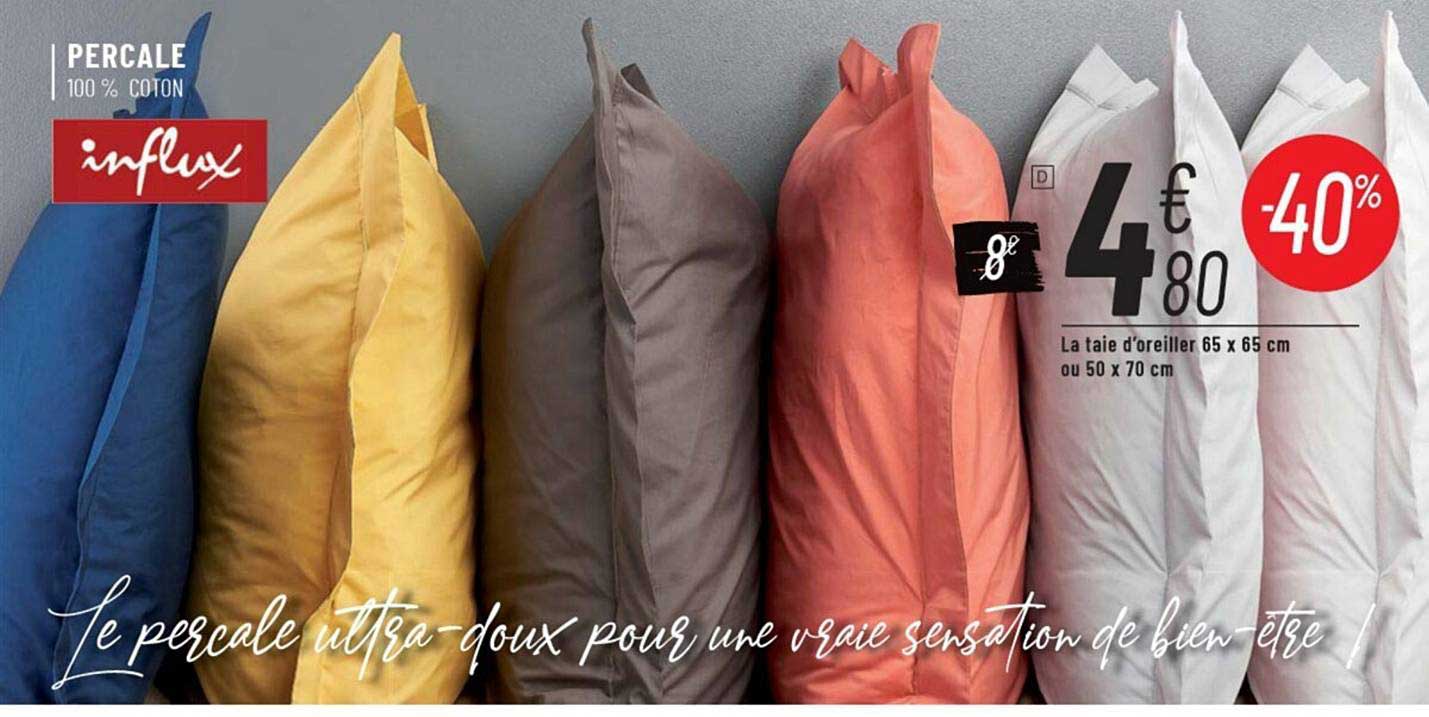La Taie D'oreiller 65 X 65 Cm Ou 50 X 70 Cm Percale Influx