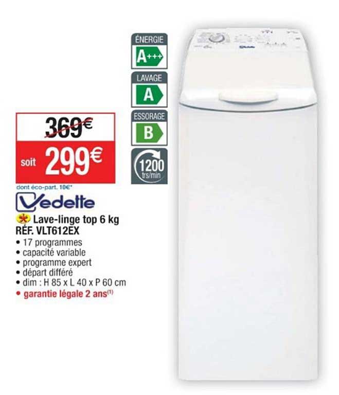 lave-linge top 6 kg vedette