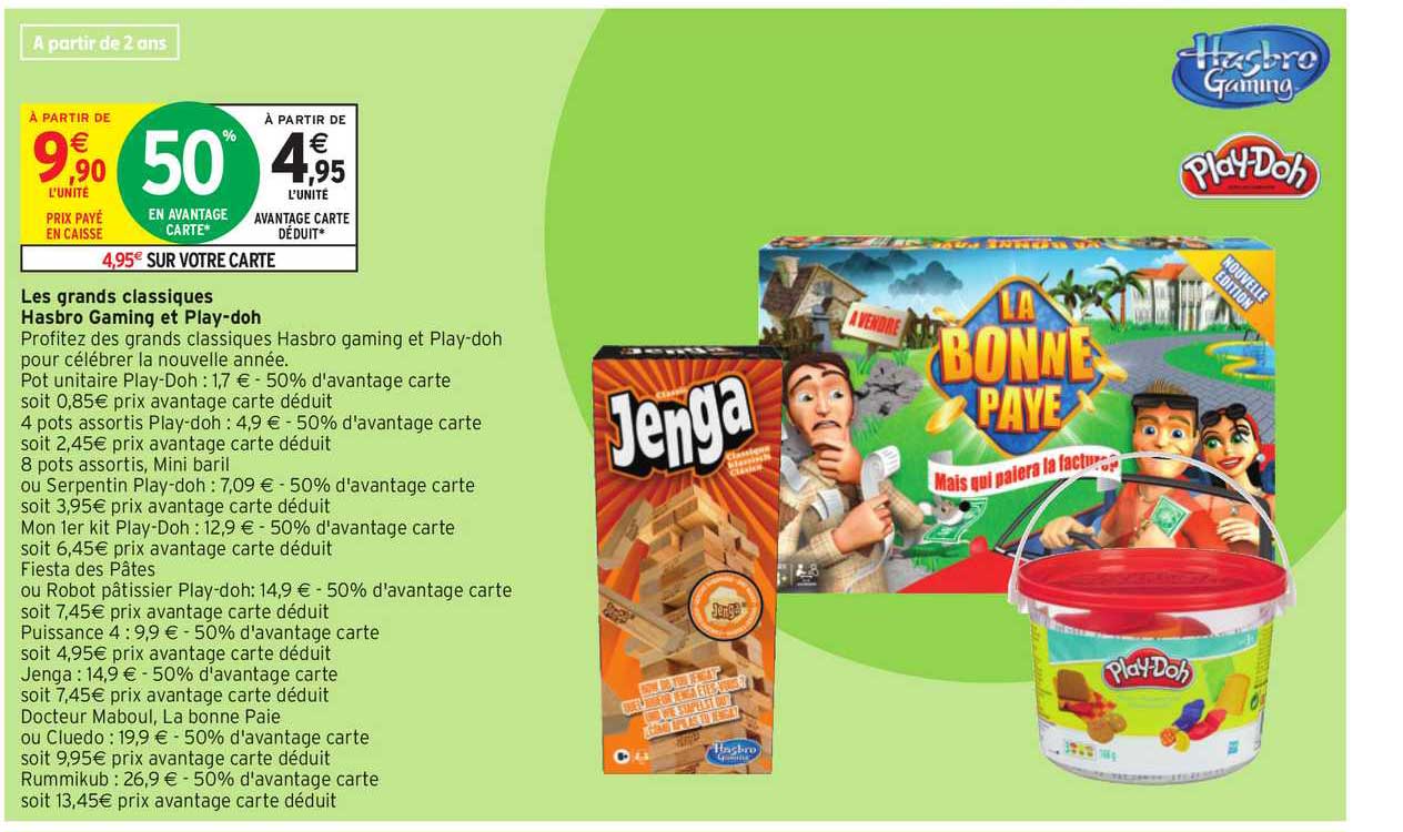 les grands classiques hasbro gaming et play doh