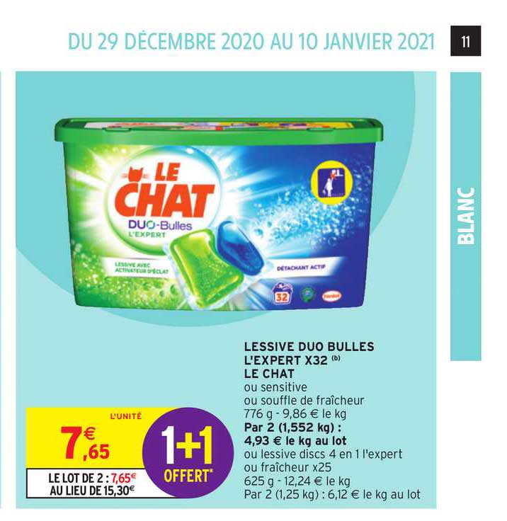 Lessive Duo Bulles L'expert X32 Le Chat 1+1 Offert