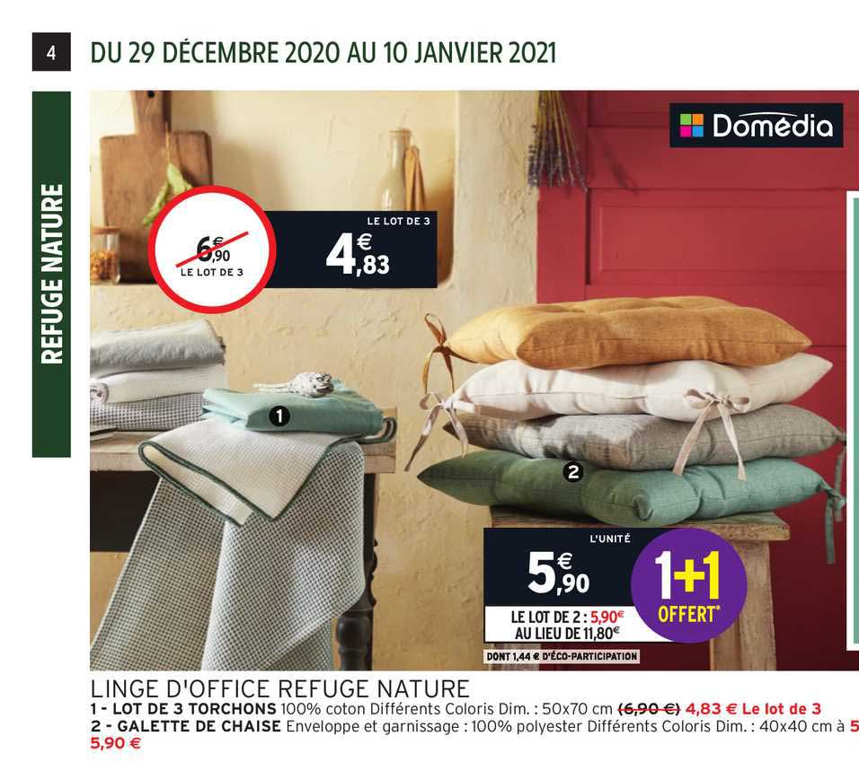 linge d'office refuge nature domédia 1+1 offert