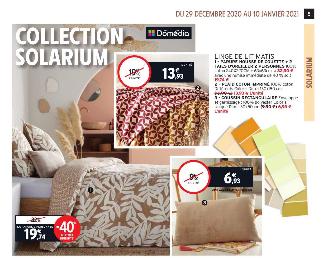 linge de lit matis domédia -40% de remise immédiate