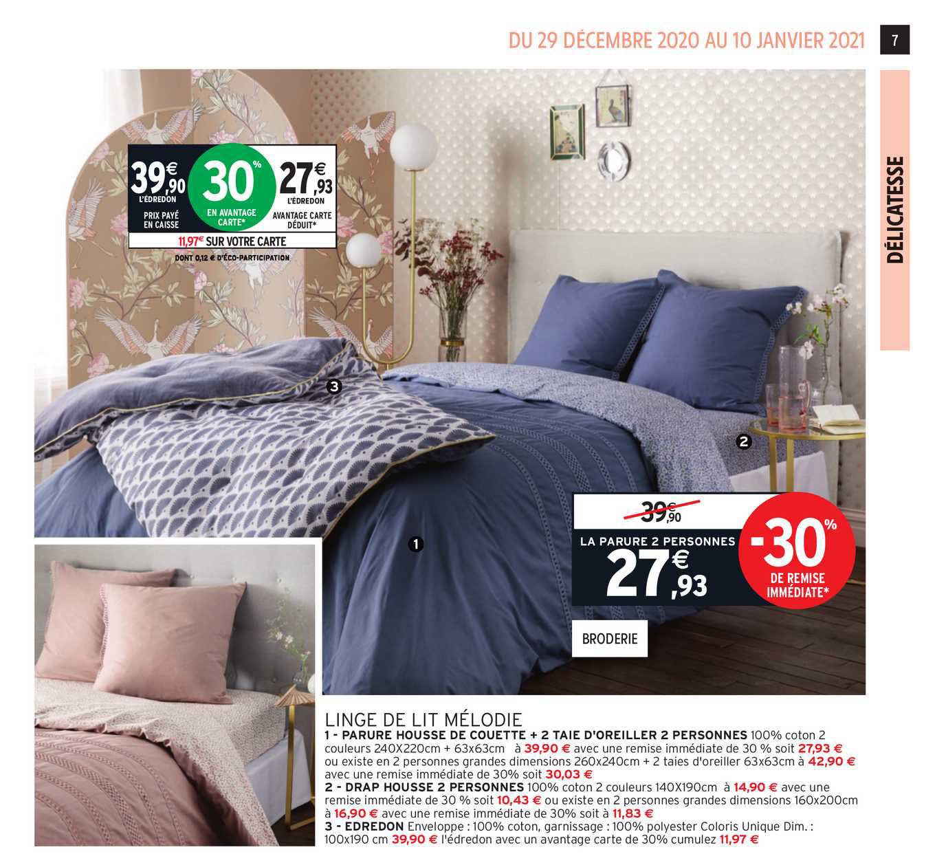 linge lit mélodie -30% de remise immédiate