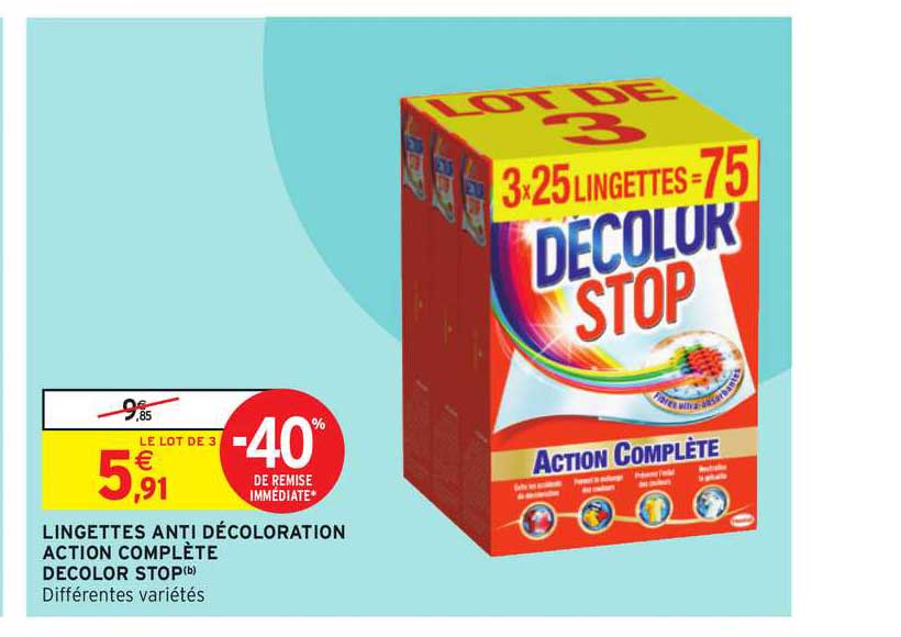 lingettes anti décoloration action complète decolor stop -40% de remise immédiate