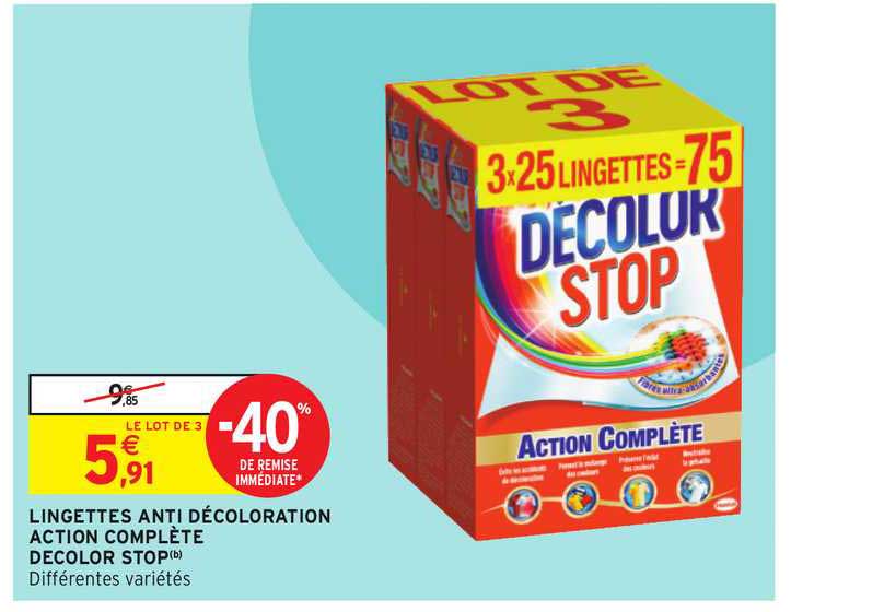 lingettes anti décoloration action complète decolor stop -40% de remise immédiate