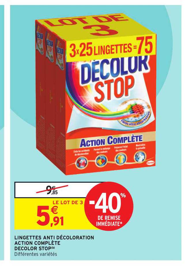 lingettes anti décoloration action complète decolor stop -40% de remise immédiate