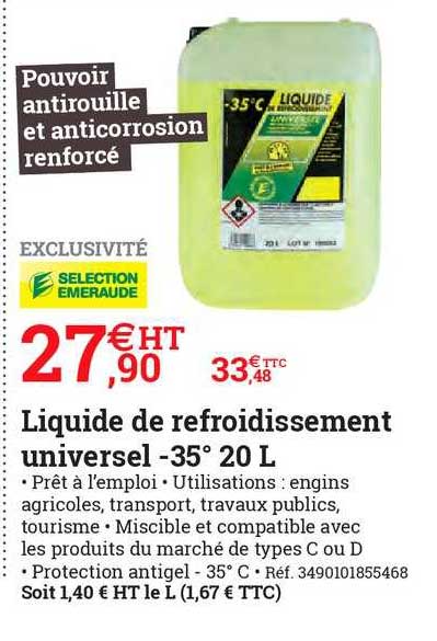 liquide de refroidissement universel moins 35° 20 l