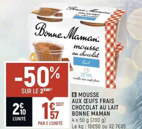 mousse aux œufs frais chocolat au lait bonne maman