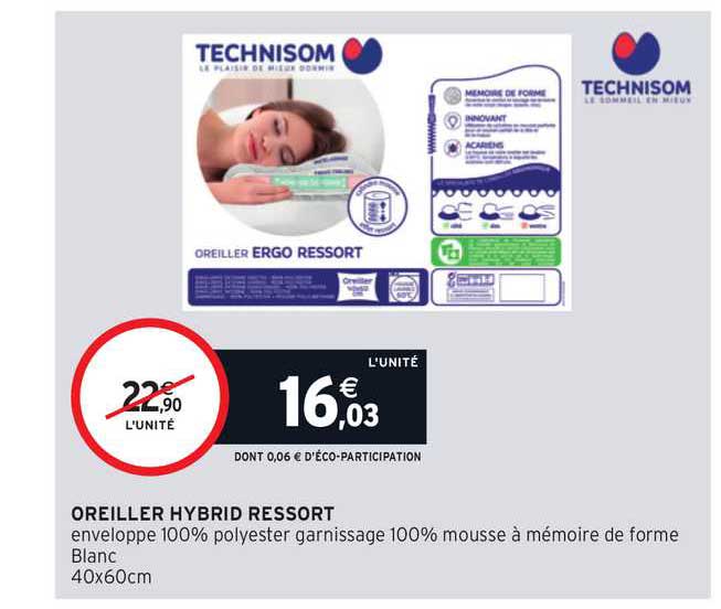 Oreiller Hybrid Ressort Technisom