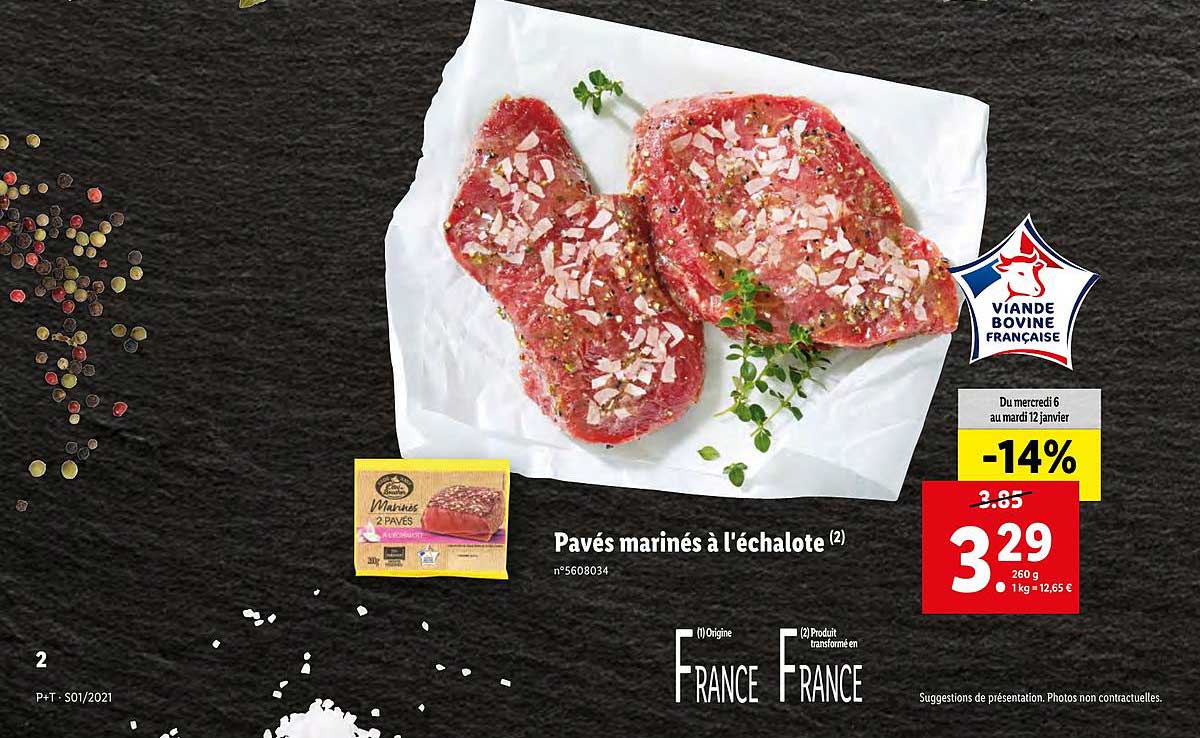 pavés marinés à l'échalote