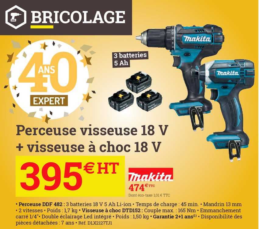 Perceuse Visseuse 18 V + Visseuse à Choc 18 V Makita